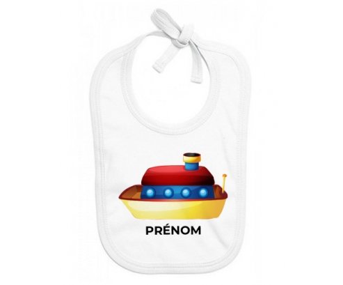 Bavoir bébé personnalisé Jouet toys Bateau design-1 avec prénom