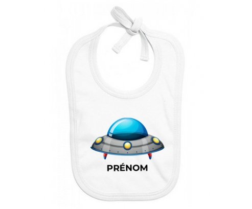 Bavoir bébé personnalisé Soucoupe volante toys Fusée avec prénom