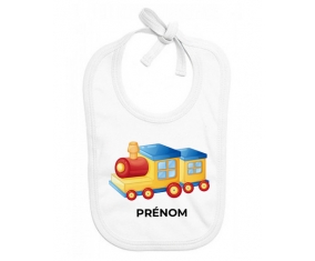 Bavoir bébé personnalisé Jouet toys Train design-1 avec prénom