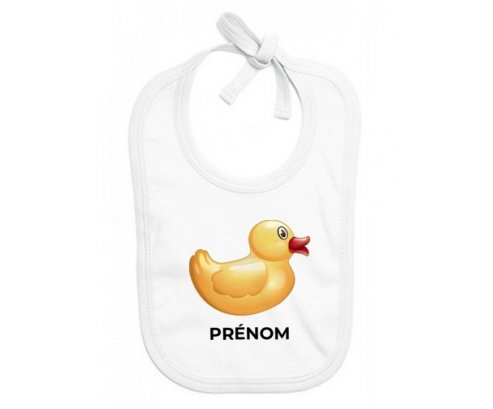 Bavoir bébé personnalisé Jouet toys petit canard jaune avec prénom