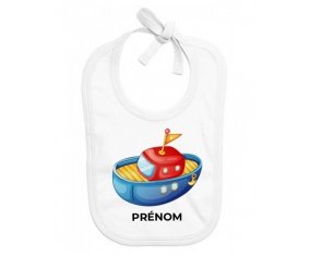 Bavoir bébé personnalisé Jouet toys bateau design-4 avec prénom