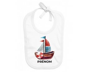 Bavoir bébé personnalisé Peinture bateau avec prénom