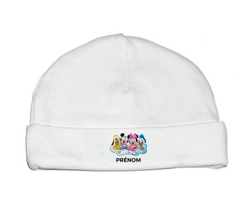 Bonnet bébé personnalisé Disney Mickey donald pluto et bingo design 3 avec prénom