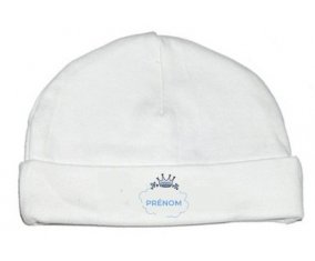 Couronne bleue bulle cœur avec prénom : Bonnet bébé