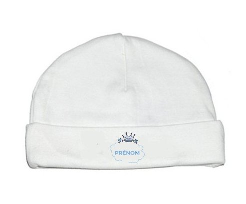 Bonnet Bebe Personnalise Couronne Bleue Bulle Cœur Avec Prenom