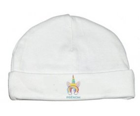 Licorne design-1 avec prénom : Bonnet bébé