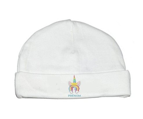 Bonnet bébé personnalisé Licorne design-1 avec prénom