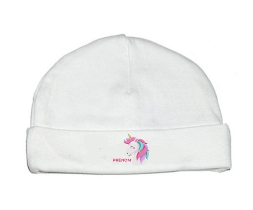 Bonnet bébé personnalisé Licorne design-2 avec prénom