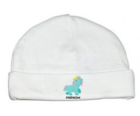 Licorne design-3 avec prénom : Bonnet bébé