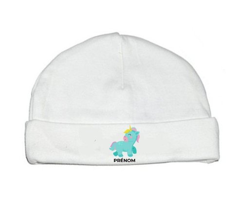 Bonnet bébé personnalisé Licorne design-3 avec prénom