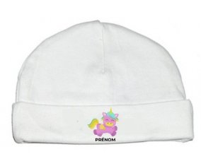 Licorne design-4 avec prénom : Bonnet bébé