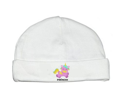 Bonnet bébé personnalisé Licorne design-4 avec prénom