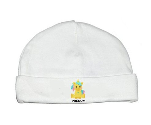 Bonnet bébé personnalisé Licorne design-5 avec prénom