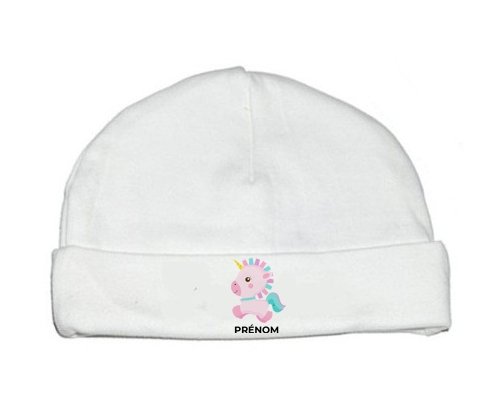 Bonnet bébé personnalisé Licorne design-6 avec prénom