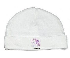 Licorne design-7 avec prénom : Bonnet bébé
