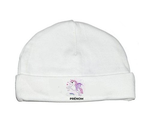 Bonnet bébé personnalisé Licorne design-7 avec prénom