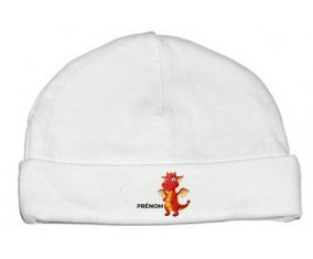 Dragon design-5 avec prénom : Bonnet bébé