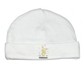 Lapin papillon voiture avec prénom : Bonnet bébé