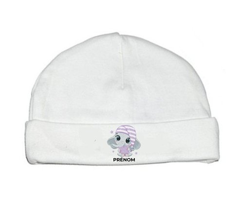 Bonnet bébé personnalisé Bébé éléphant douce nuit avec prénom