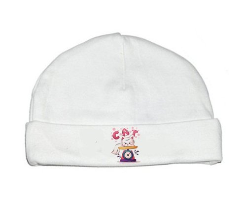 Bonnet bébé personnalisé Animaux rigolos Cat design-1