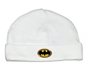 Bonnet bébé personnalisé Batman logo noir et jaune