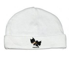 Bonnet bébé personnalisé Batman kids logo design-4 avec prénom