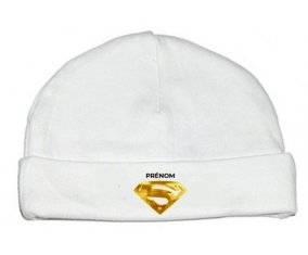 Bonnet bébé personnalisé Logo Superman doré avec prénom