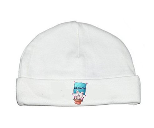 Bonnet bébé personnalisé Animaux rigolos Chat avec prénom