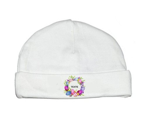 Bonnet bébé personnalisé Oeuf de Pâques design-1 avec texte