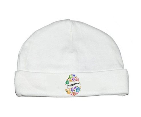 Bonnet bébé personnalisé Oeuf de Pâques design-1 avec prénom