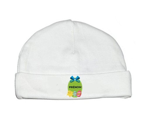 Bonnet bébé personnalisé Oeuf de Pâques design-3 avec prénom