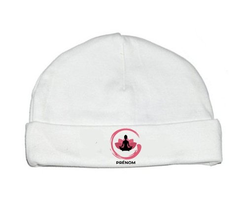 Bonnet bébé personnalisé Bouddhisme méditation zen design-3 avec prénom