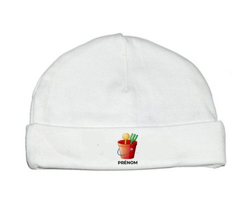 Bonnet bébé personnalisé Jouet toys jouet de plage design-1 avec prénom
