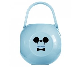 Boîte à tétine Disney Mickey Oreilles noires Nœud papillon noir avec prénom
