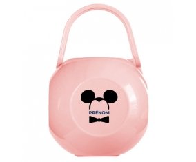 Boîte à tétine Disney Mickey Oreilles noires Nœud papillon noir avec prénom
