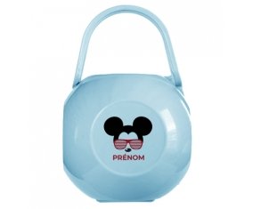 Boîte à tétine Disney Mickey Oreilles noires lunette rouge avec prénom