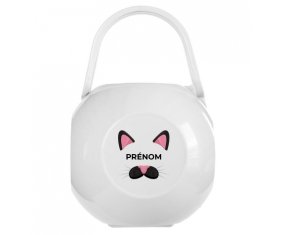 Boîte à tétine Chatte rose avec prénom