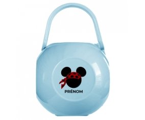 Boîte à tétine Disney Mickey foulard pirate rouge pois noirs avec prénom
