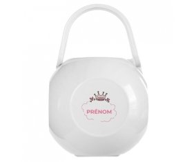 Boîte à tétine Couronne rose bulle cœur avec prénom