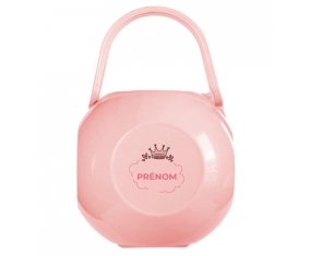 Boîte à tétine Couronne rose bulle cœur avec prénom