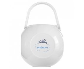 Boîte à tétine Couronne bleue bulle cœur avec prénom
