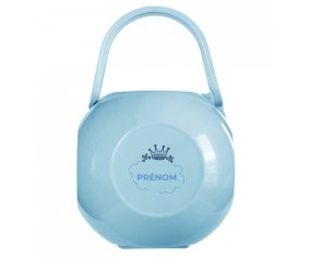Boîte à tétine Couronne bleue bulle cœur avec prénom