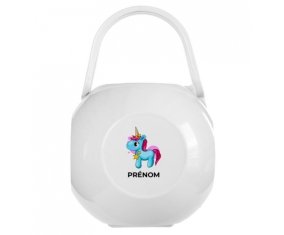 Boîte à tétine Licorne bleue rose avec prénom