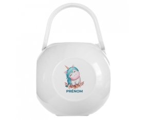 Boîte à tétine Licorne turquoise avec prénom