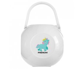 Boîte à tétine Licorne design-3 avec prénom