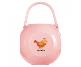 Boîte à tétine Jouet toys Poule avec prénom