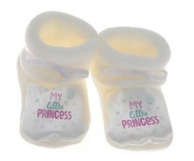 Chausson bébé My little princess design-1 de couleur Blanc