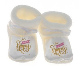 Chausson bébé My little princess design-3 de couleur Blanc