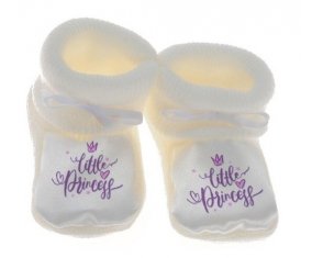 Chausson bébé My little princess design-5 de couleur Blanc