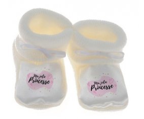 Chausson bébé Ma jolie princese design-1 de couleur Blanc